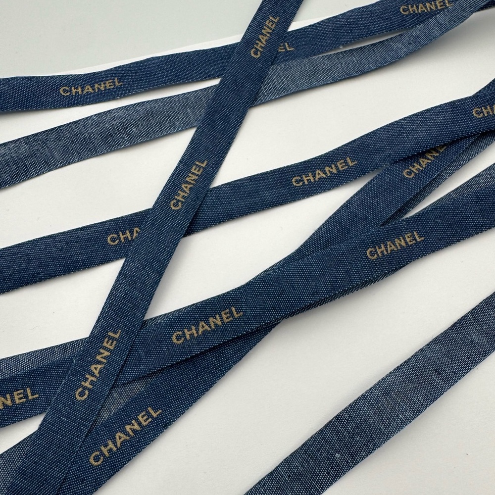 CHANEL Denim and Gold Decorative Ribbon